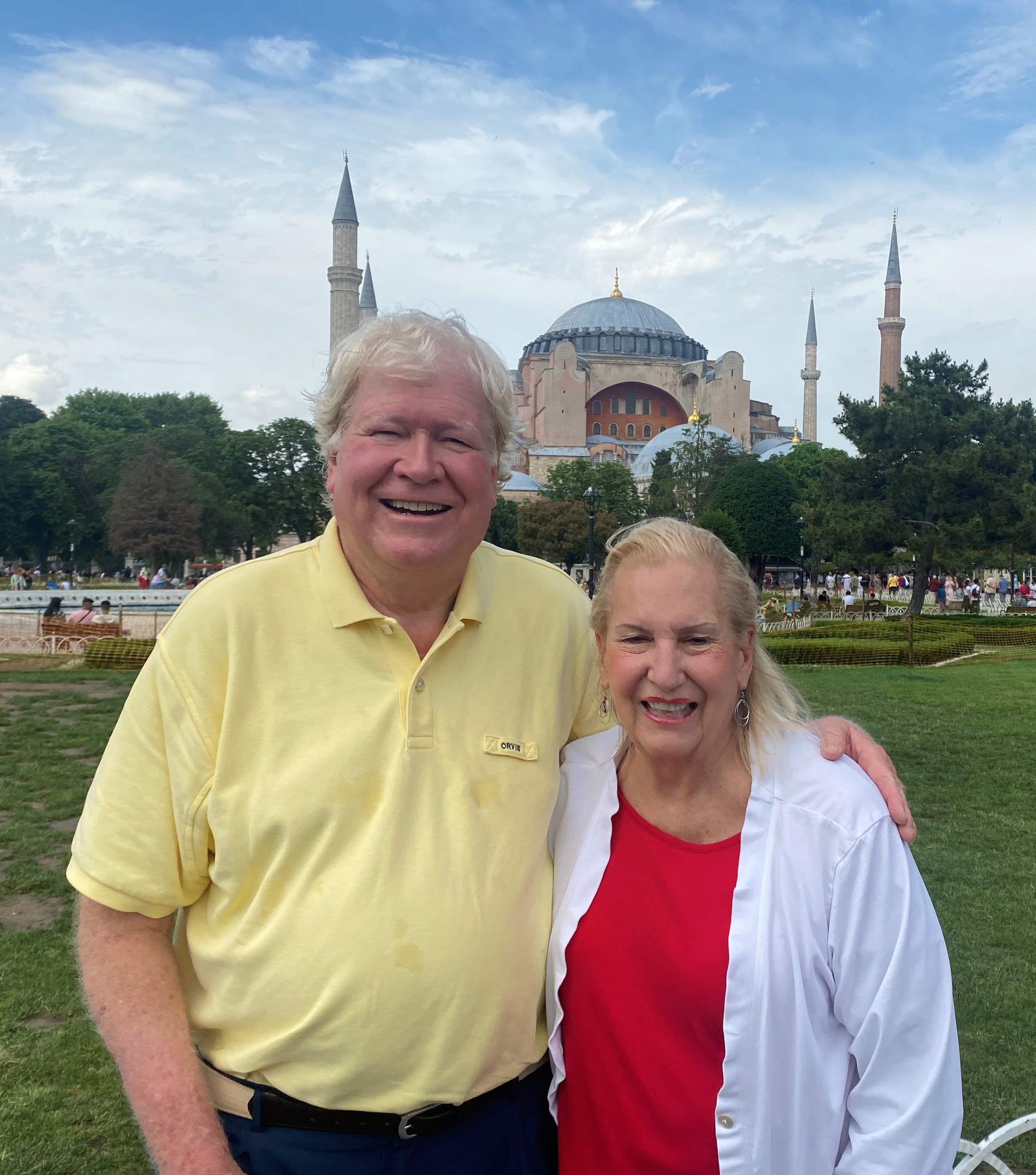 David and Kak McKinnie in front of the Blue Mosque, Istanbul, Turkey, June 2022