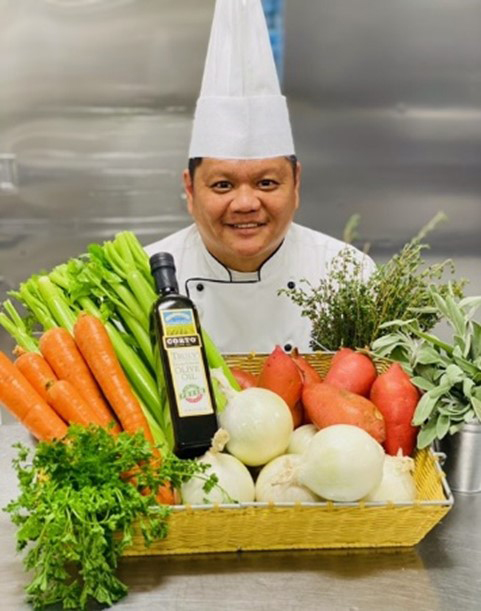 Chef Sam displays some of the healthy ingredients featured in his recipes.