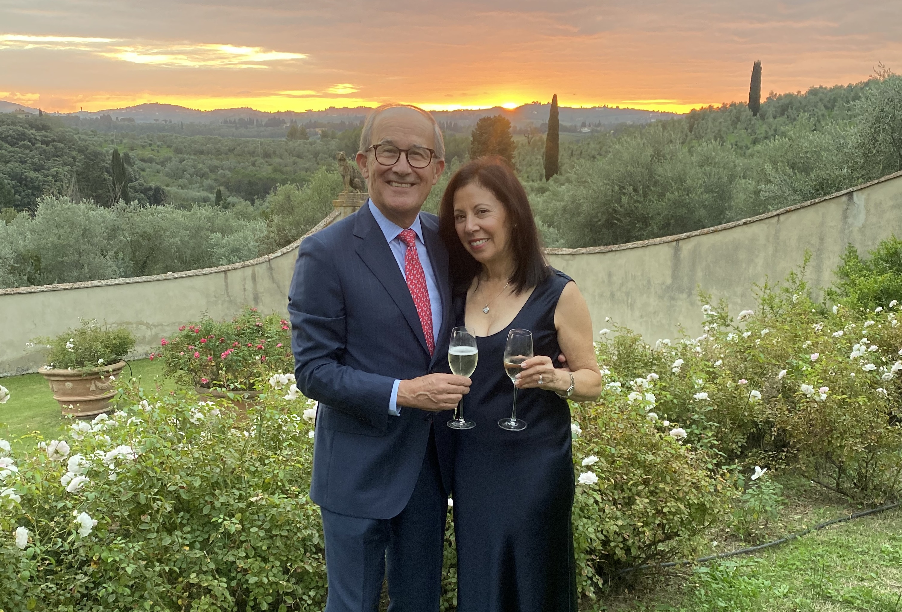 Enjoying the sunset and wine on a recent trip to Italy.