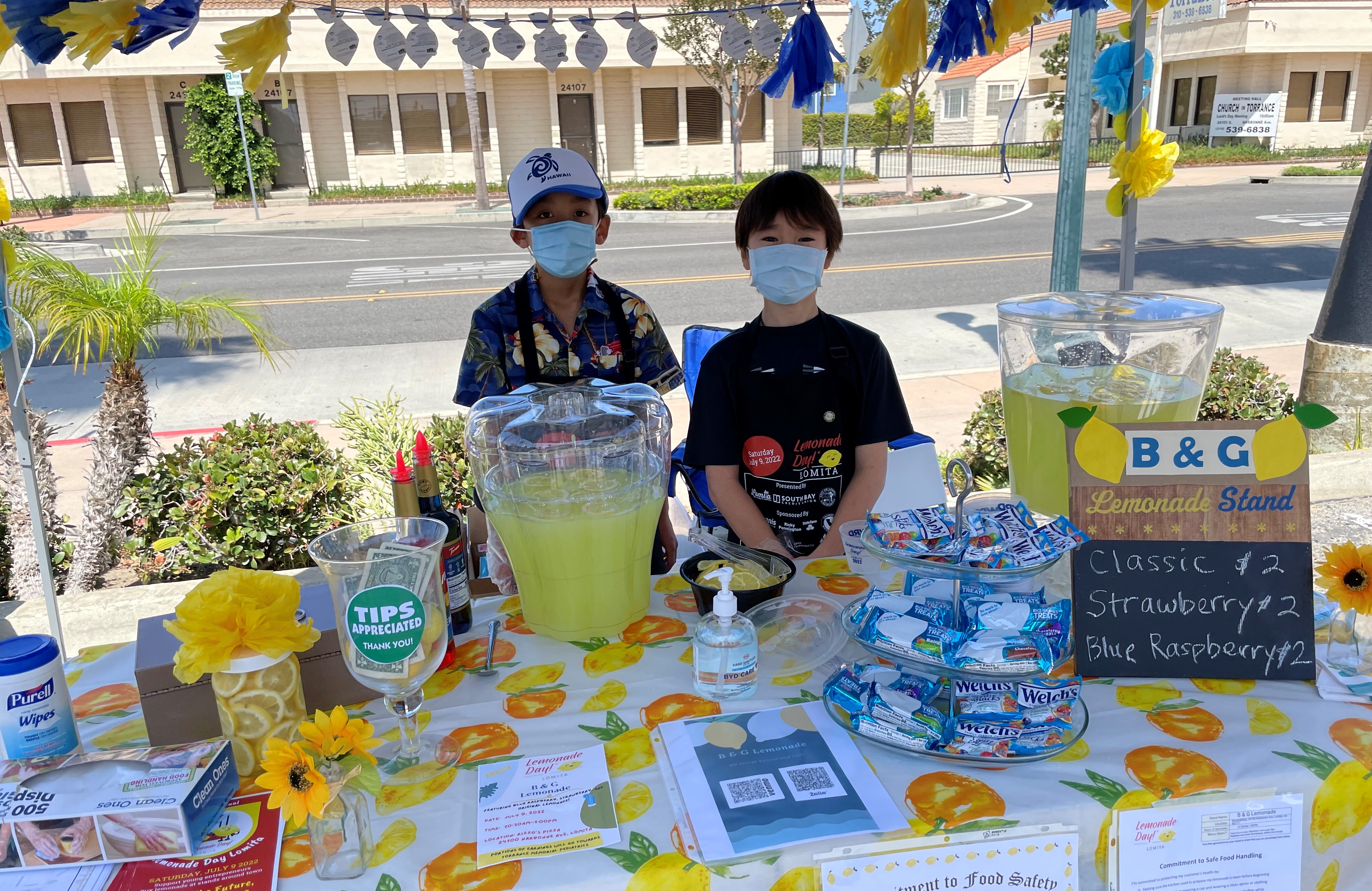 B&G Lemonade Day stand with Blake Kawazoe and Greyson Winyarat