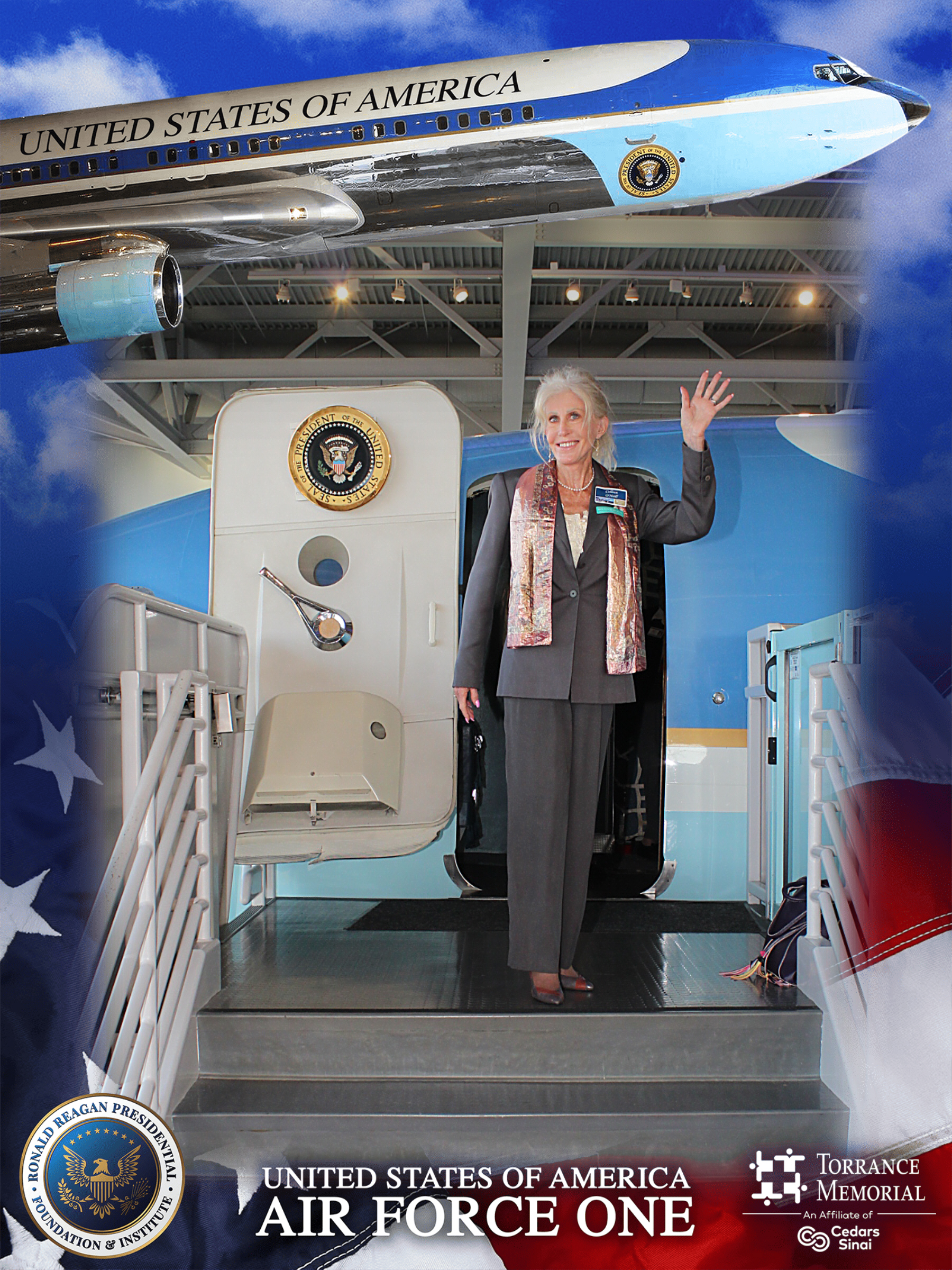 Colleen O'Neill on Air Force One at the Ronald Reagan Presidential Library and Museum